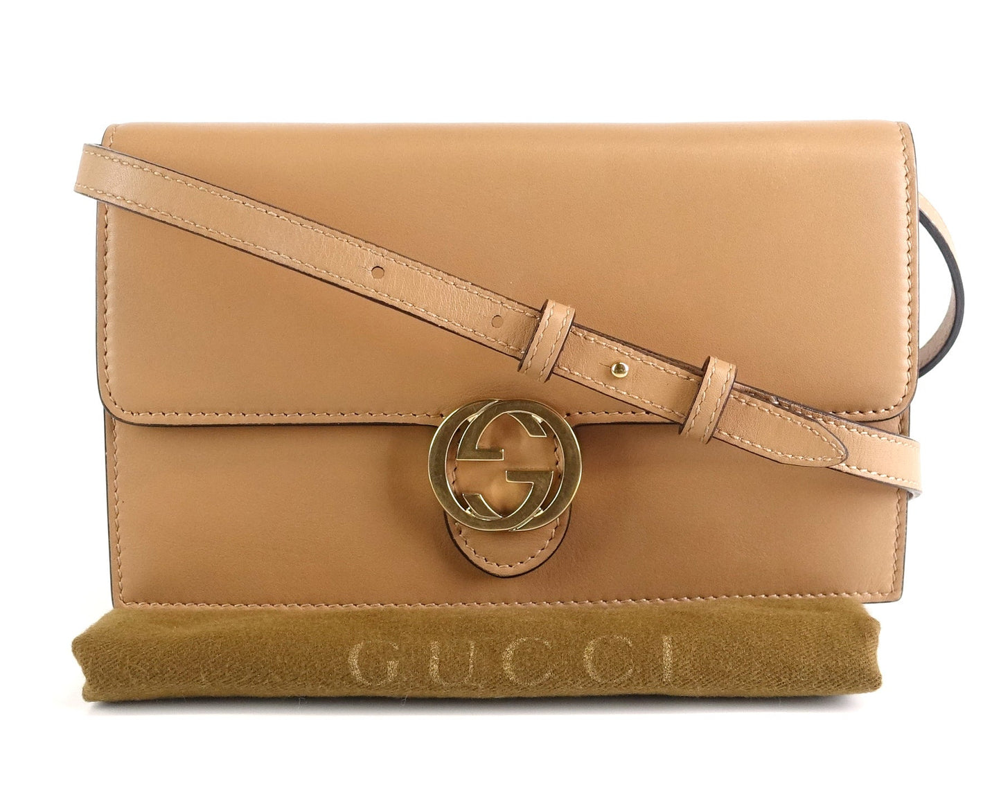 Gucci Leather GG Logo Wallet with Strap