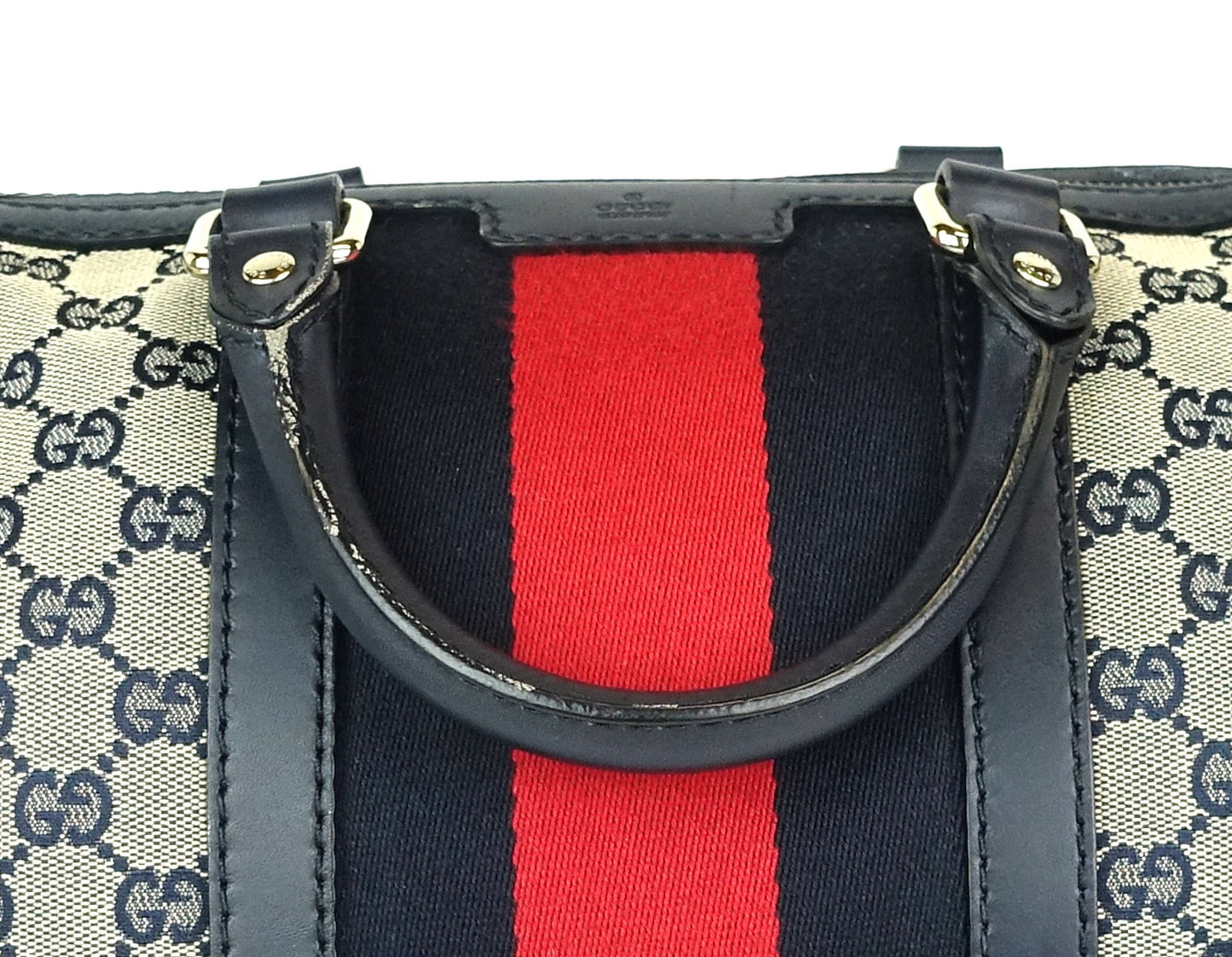 Gucci Monogram Canvas Web Boston Bag with Strap