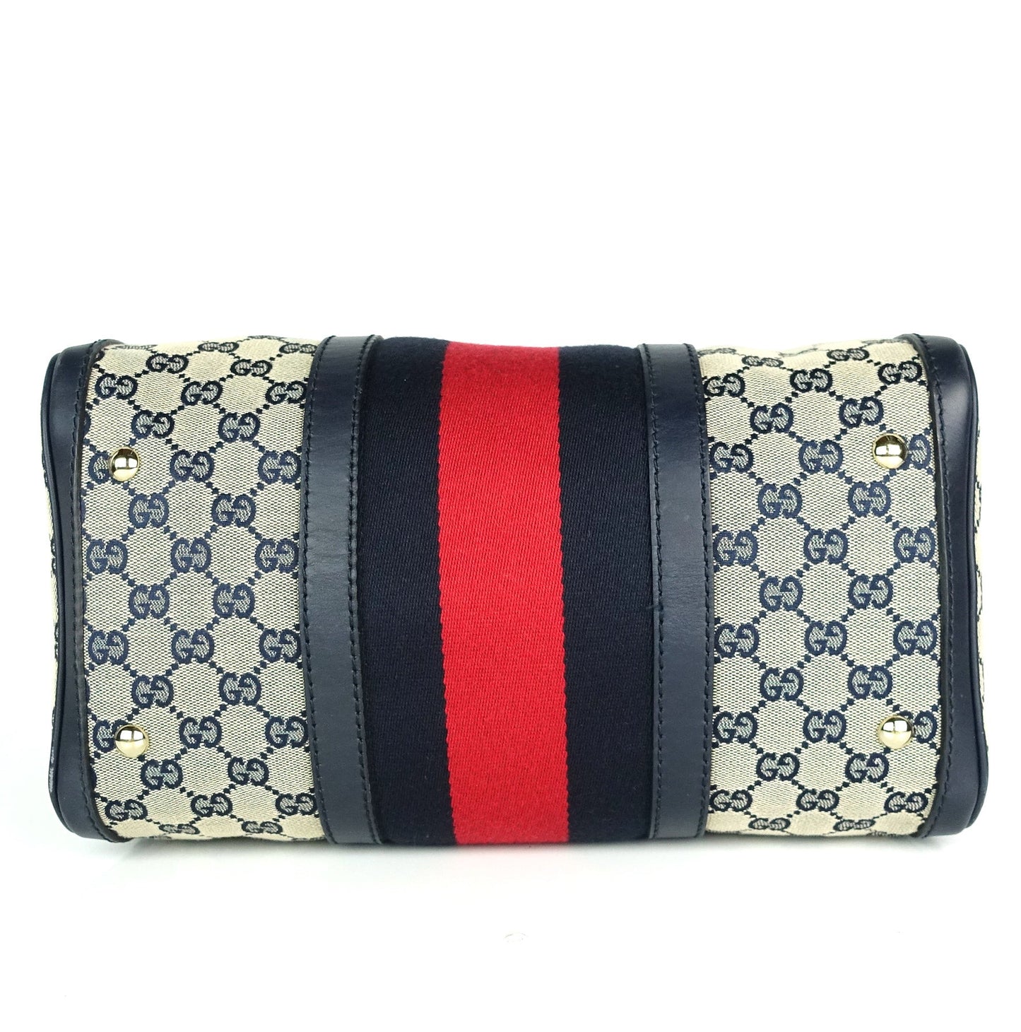 Gucci Monogram Canvas Web Boston Bag with Strap