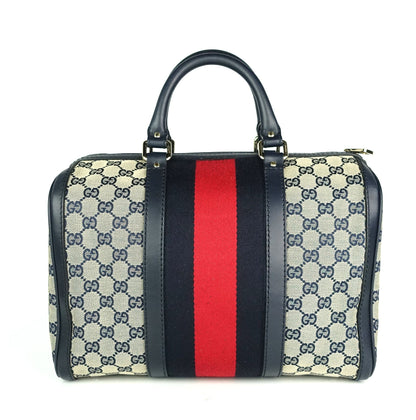 Gucci Monogram Canvas Web Boston Bag with Strap