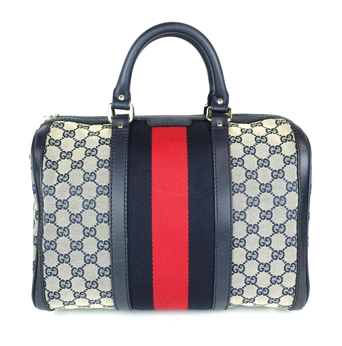 Gucci Monogram Canvas Web Boston Bag with Strap