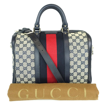 Gucci Monogram Canvas Web Boston Bag with Strap
