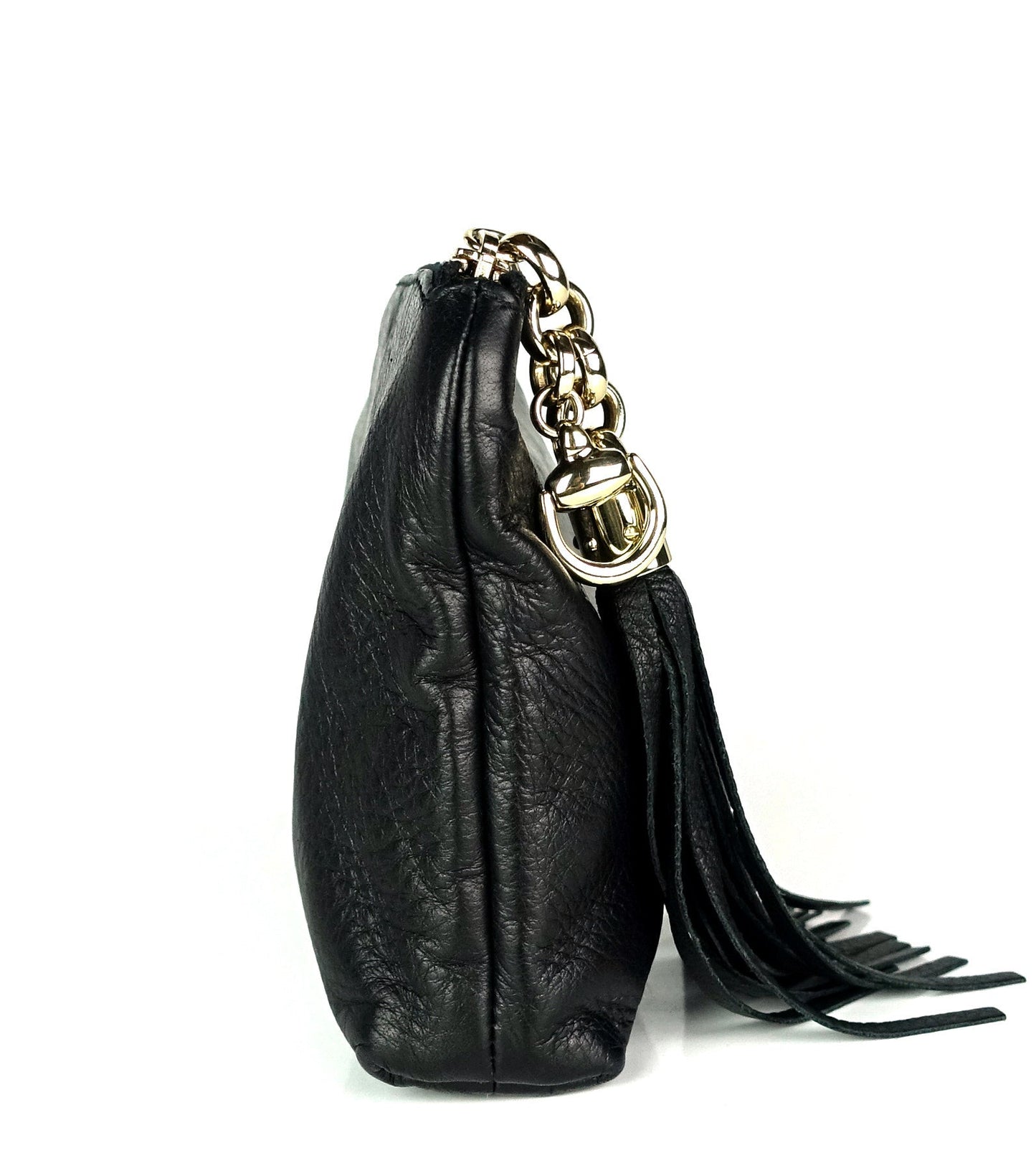Gucci Sienna Grained Leather Tassel Clutch Bag