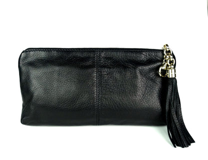 Gucci Sienna Grained Leather Tassel Clutch Bag