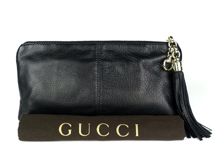 Gucci Sienna Grained Leather Tassel Clutch Bag