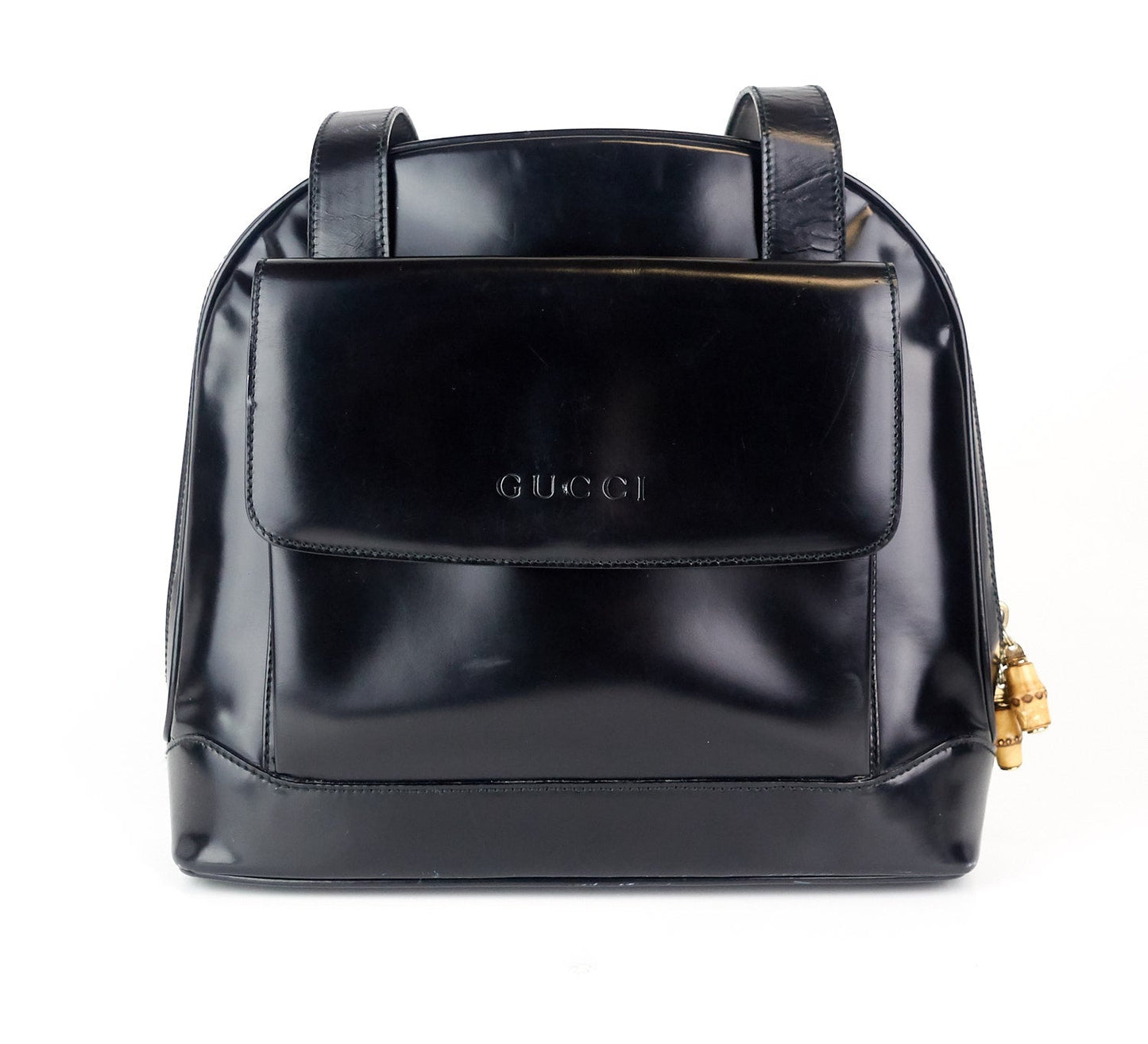 Gucci Patent Leather Front Flap Pocket Tote Bag
