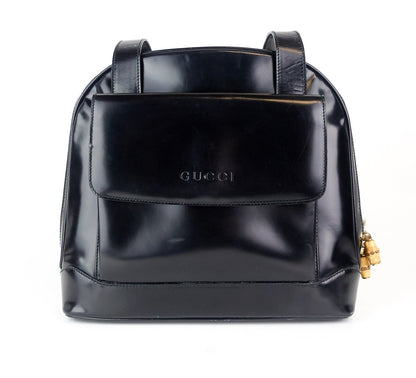 Gucci Patent Leather Front Flap Pocket Tote Bag