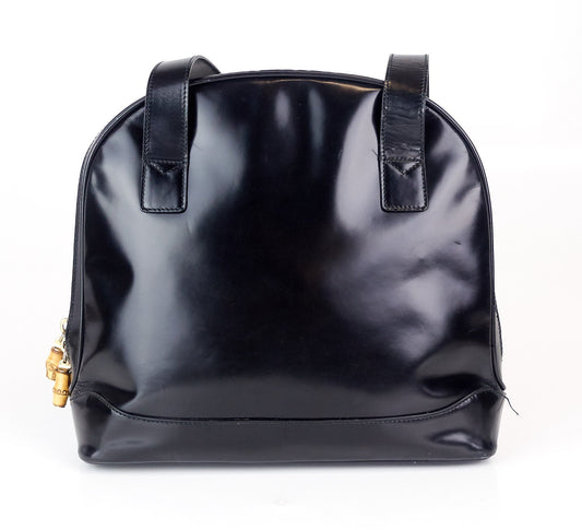 Gucci Patent Leather Front Flap Pocket Tote Bag