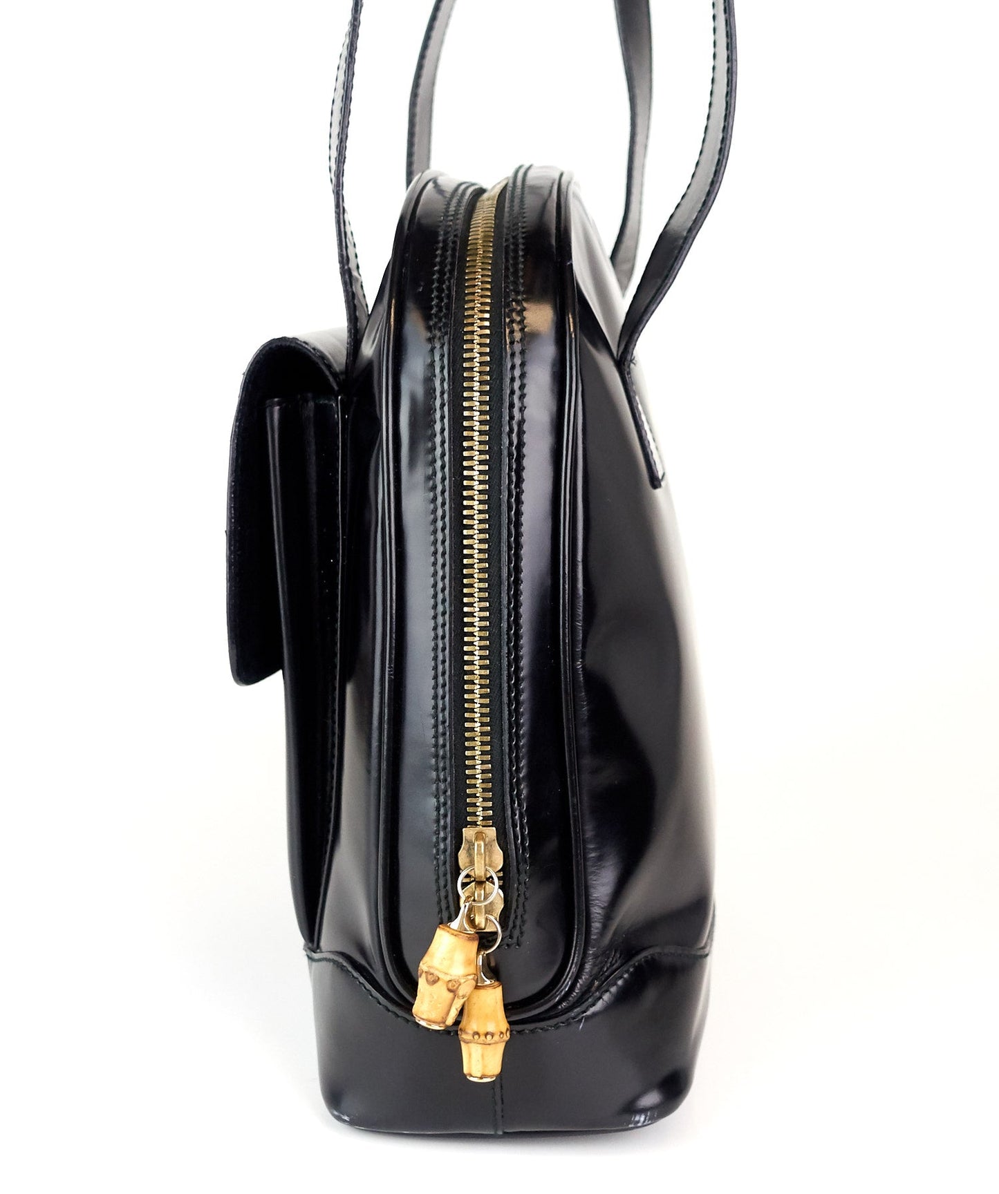 Gucci Patent Leather Front Flap Pocket Tote Bag