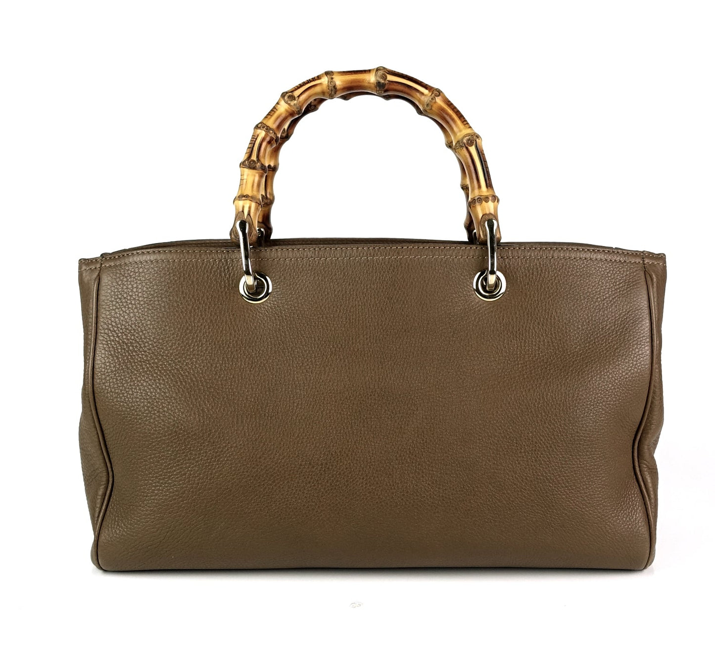 Gucci Pebbled Leather Bamboo Handle Shopper Tote Bag