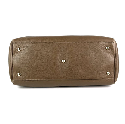Gucci Pebbled Leather Bamboo Handle Shopper Tote Bag