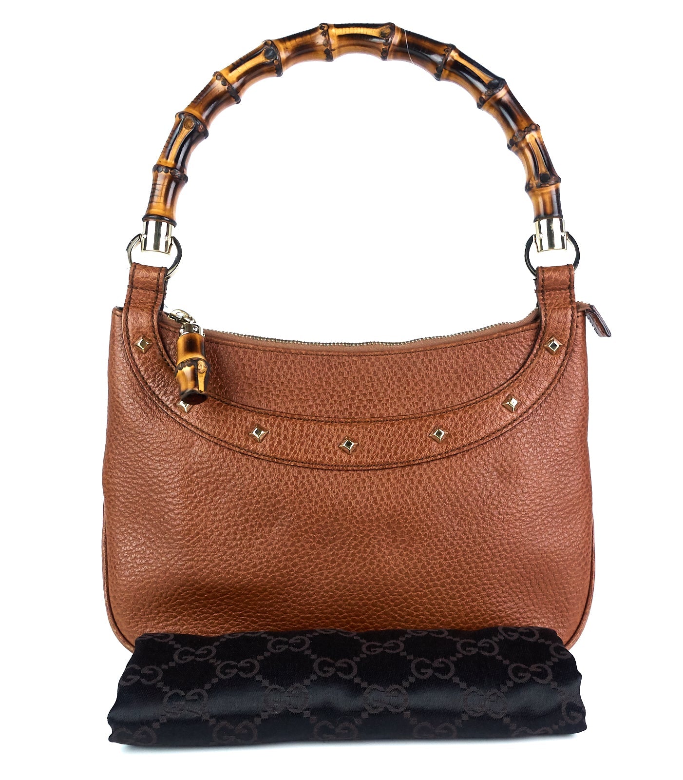 Gucci Jackie Pebbled Leather Bamboo Handle Bag