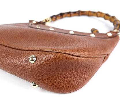 Gucci Jackie Pebbled Leather Bamboo Handle Bag