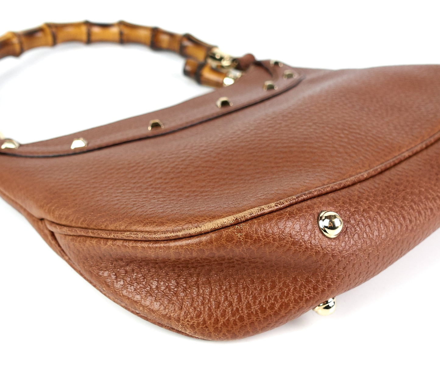 Gucci Jackie Pebbled Leather Bamboo Handle Bag