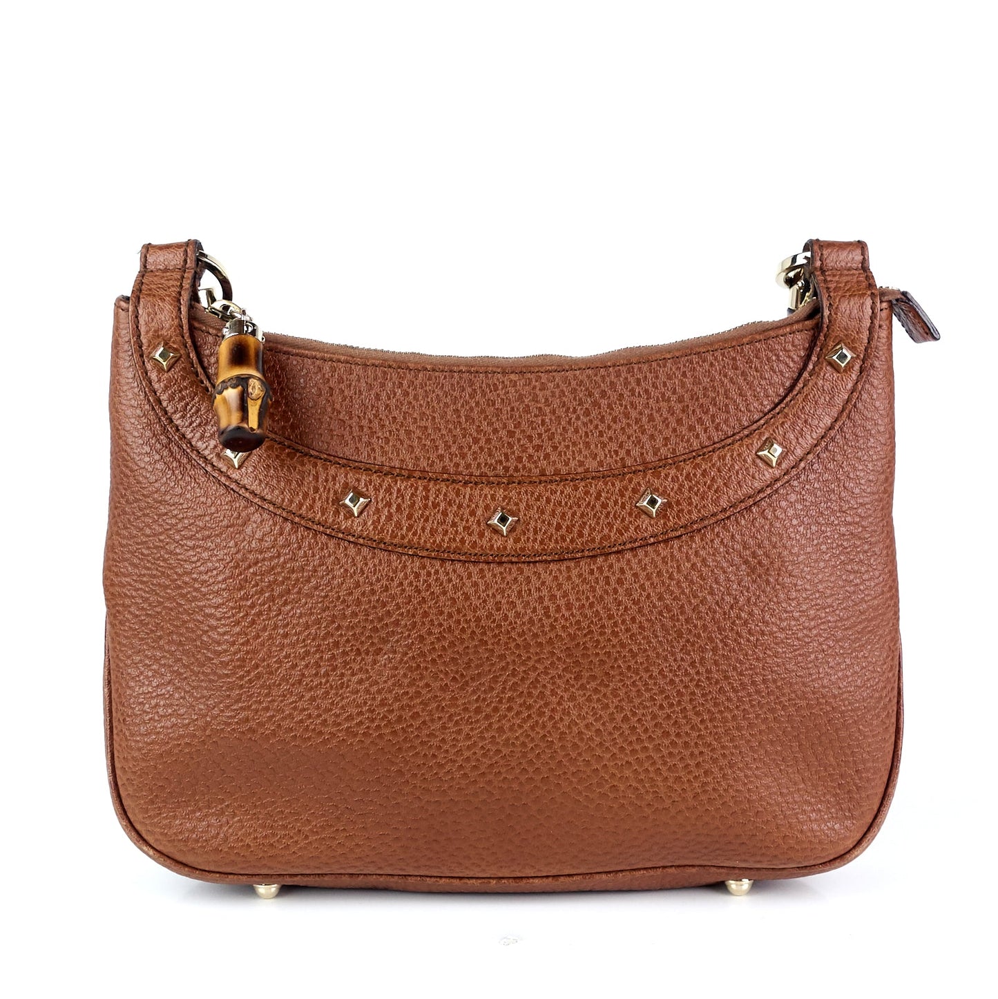 Gucci Jackie Pebbled Leather Bamboo Handle Bag