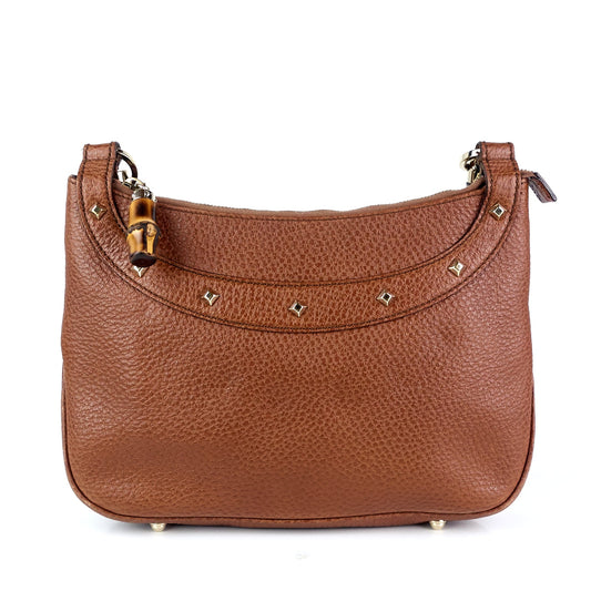 Gucci Jackie Pebbled Leather Bamboo Handle Bag