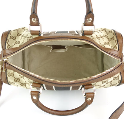 Gucci Monogram Canvas Web Boston Bag with Strap