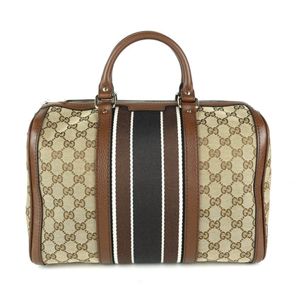 Gucci Monogram Canvas Web Boston Bag with Strap