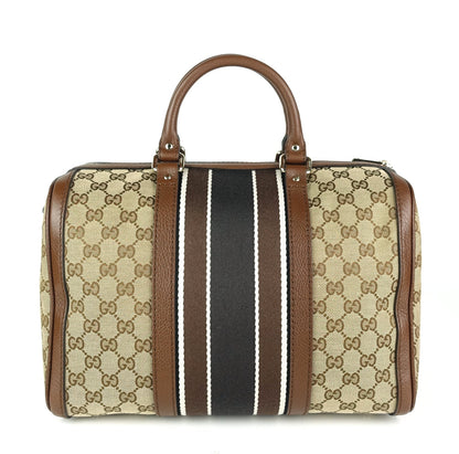 Gucci Monogram Canvas Web Boston Bag with Strap