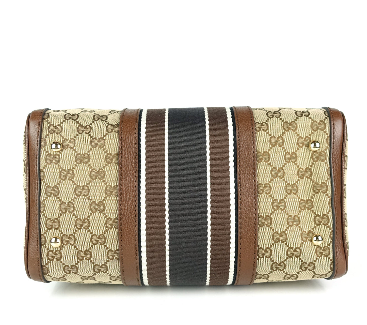 Gucci Monogram Canvas Web Boston Bag with Strap