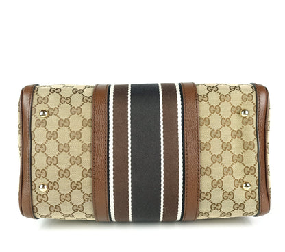 Gucci Monogram Canvas Web Boston Bag with Strap