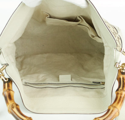 Gucci Diana Monogram Canvas Bamboo Handle Bag with Strap