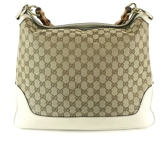 Gucci Diana Monogram Canvas Bamboo Handle Bag with Strap