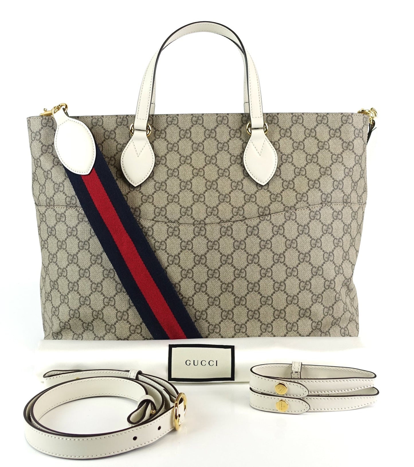 Gucci Supreme Monogram Canvas Top Handle Diaper Bag with Straps