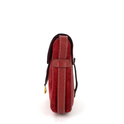 Gucci Saddle Flap Suede Shoulder/Belt Bag