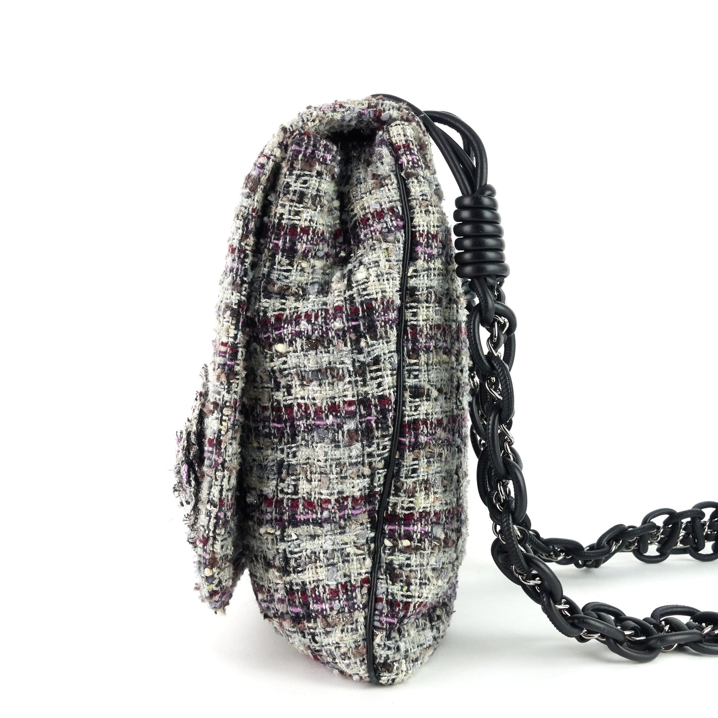 Chanel Floral Appliqué Tweed Messenger Bag