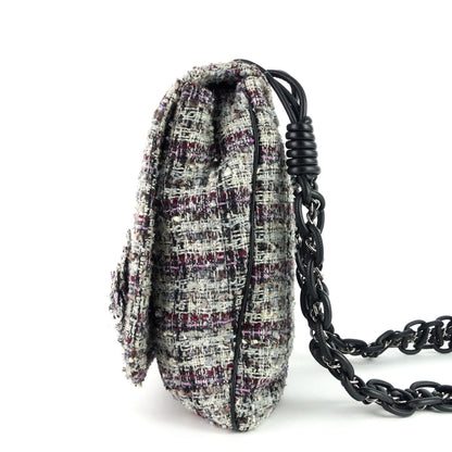 Chanel Floral Appliqué Tweed Messenger Bag