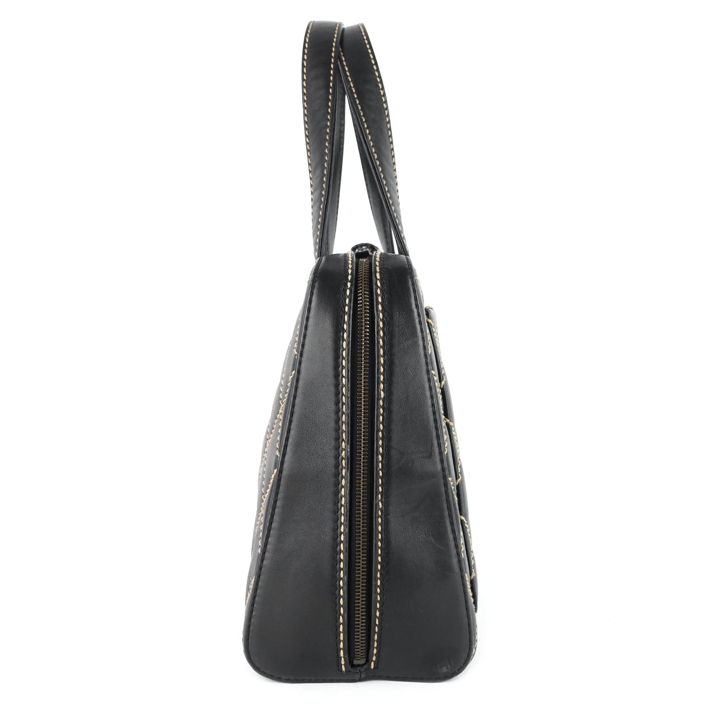 Chanel Surpique Top Handles Calfskin Leather Bowler Bag