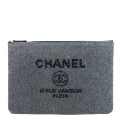 Chanel Deauville Denim O Case Sequin Clutch Bag
