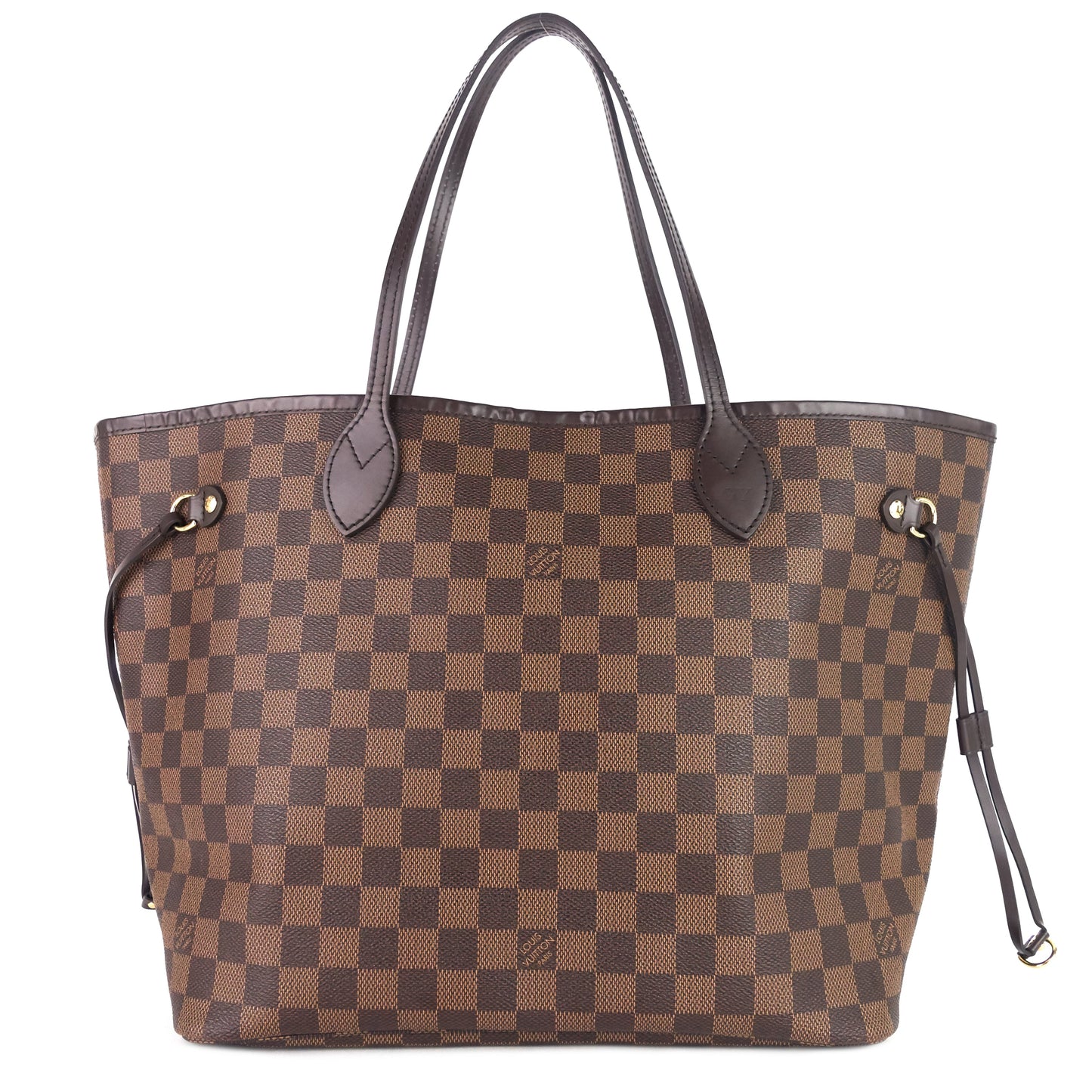 Louis Vuitto Neverfull MM Damier Ebene Canvas Bag with Pouch