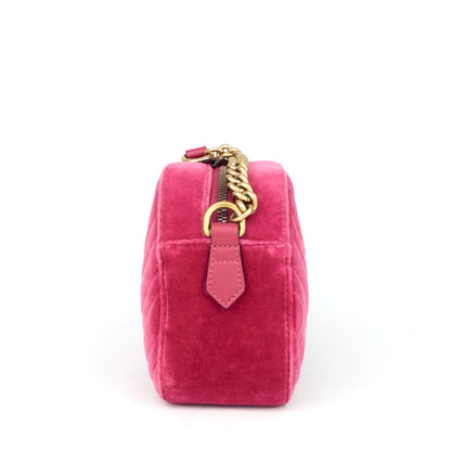 Gucci Marmont 2.0 Fuchsia Velvet Shoulder Bag