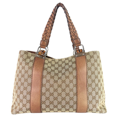 Gucci Libeccio Bamboo Bar Medium Canvas Tote Bag