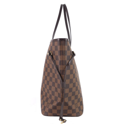 Louis Vuitto Neverfull MM Damier Ebene Canvas Bag with Pouch