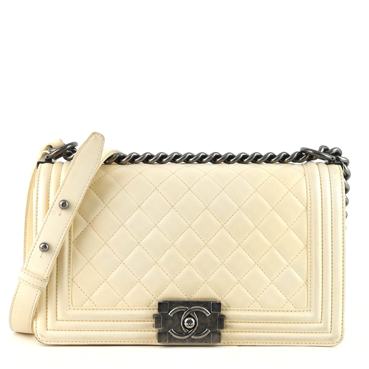Chanel Boy Old Medium Lambskin Leather Bag