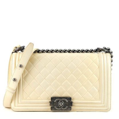 Chanel Boy Old Medium Lambskin Leather Bag