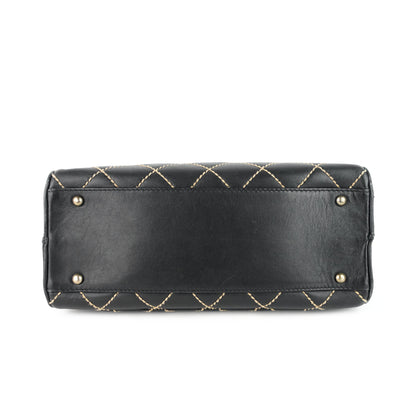 Chanel Surpique Top Handles Calfskin Leather Bowler Bag