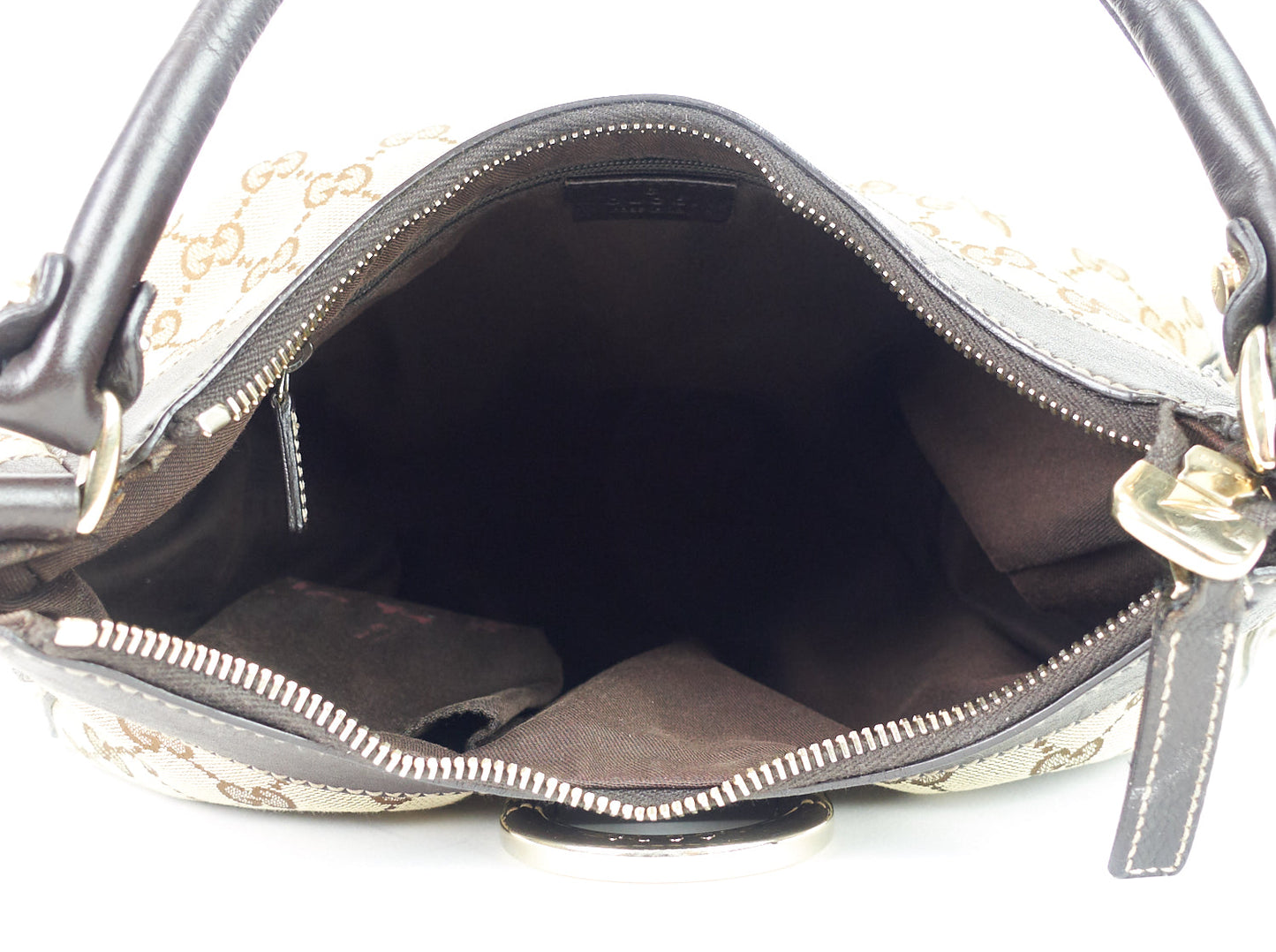 Gucci D-Ring Small Monogram Canvas Hobo Bag