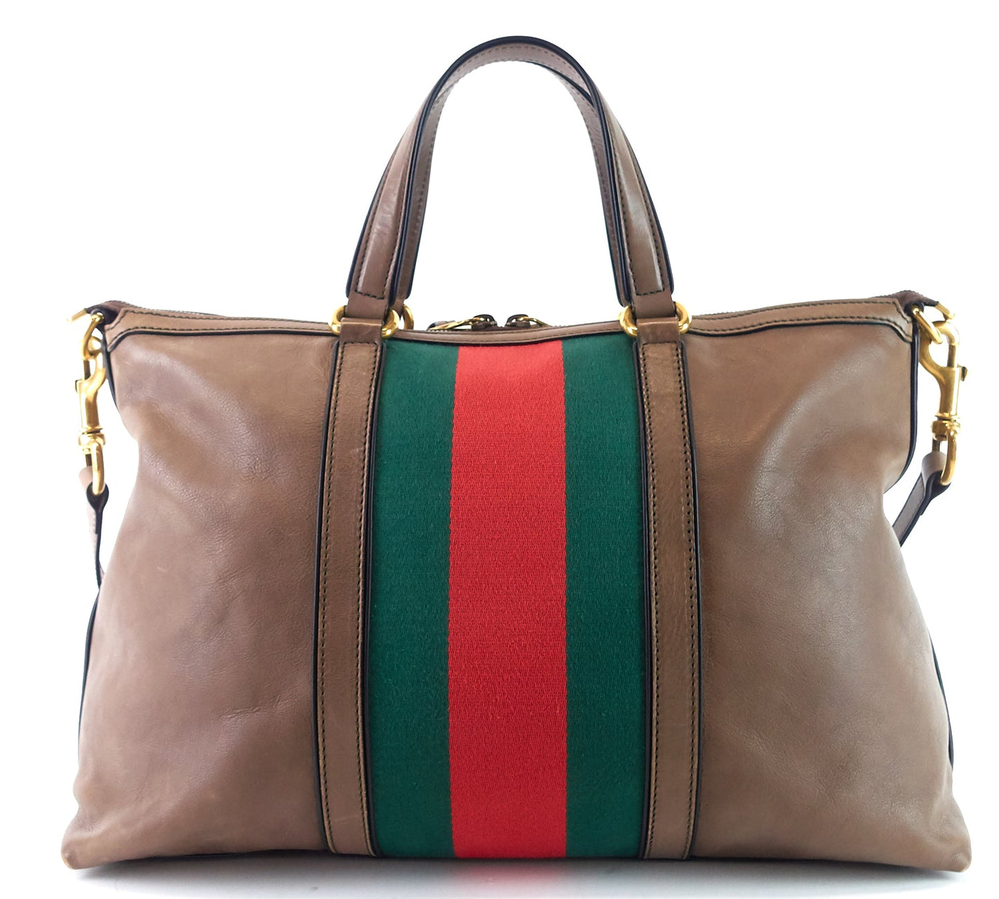 Gucci Rania Web Leather Top Handle Medium Bag