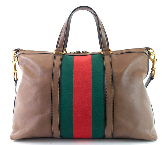 Gucci Rania Web Leather Top Handle Medium Bag