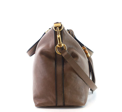 Gucci Rania Web Leather Top Handle Medium Bag