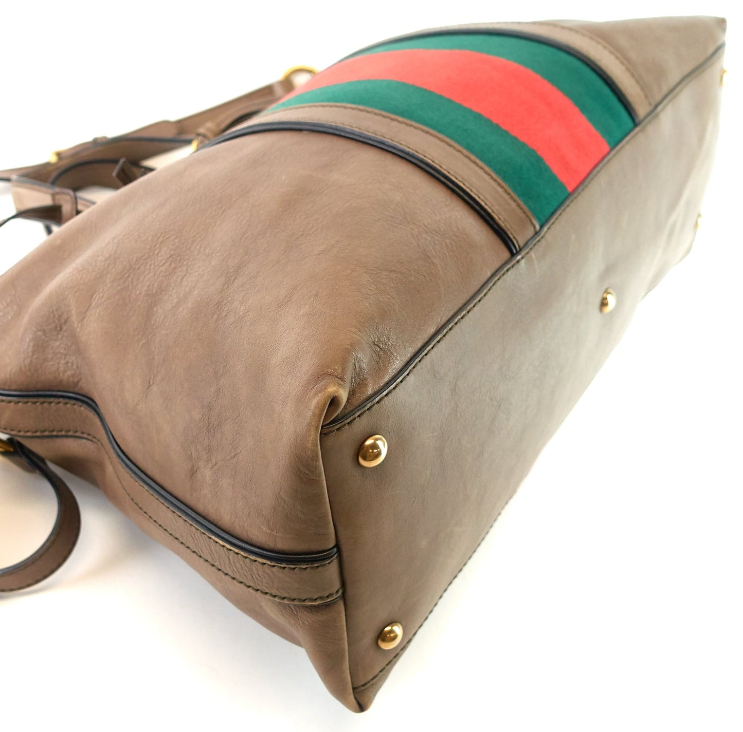 Gucci Rania Web Leather Top Handle Medium Bag
