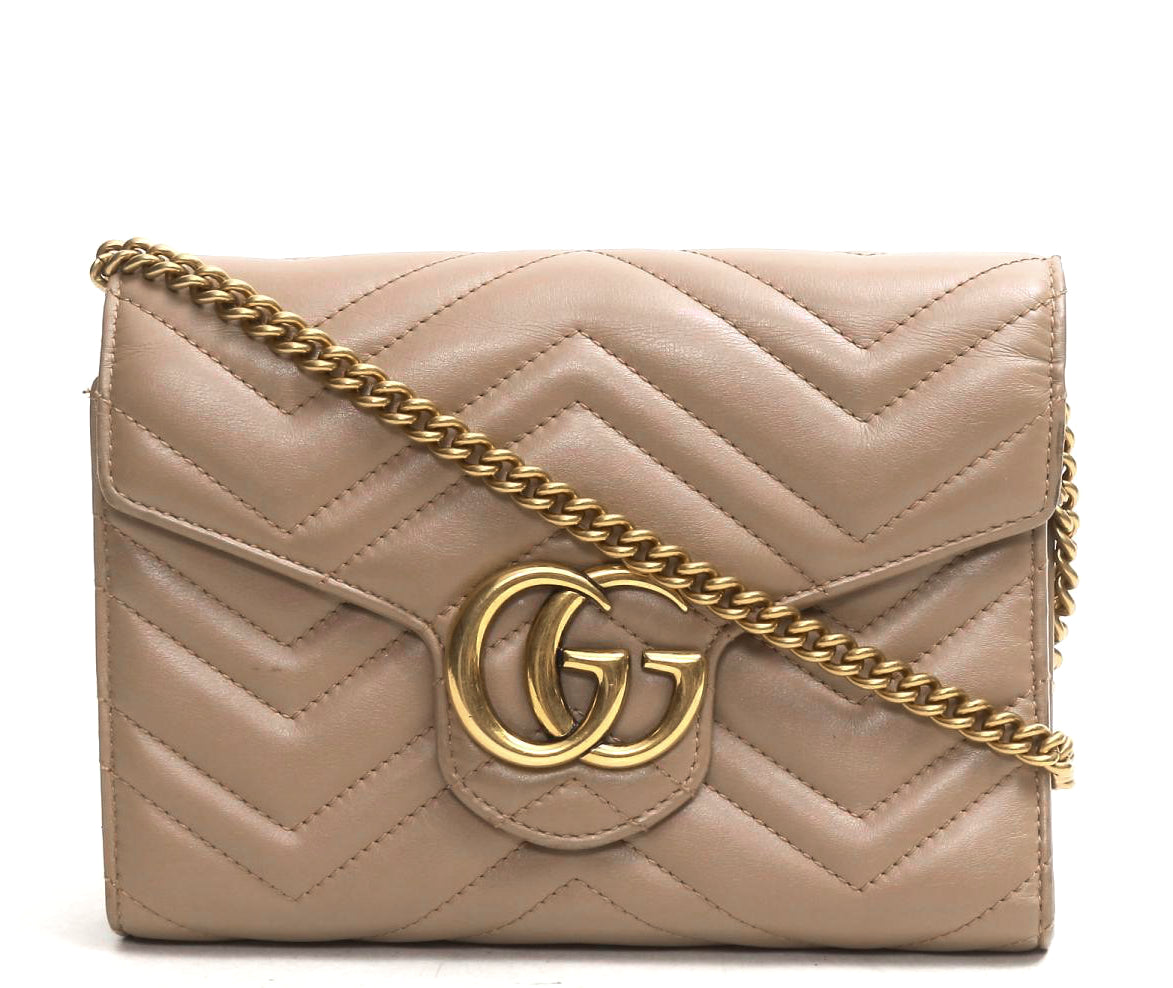 Gucci GG Marmont Matelasse Leather Wallet on a Chain Bag