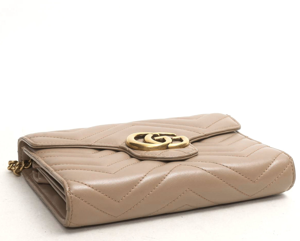 Gucci GG Marmont Matelasse Leather Wallet on a Chain Bag