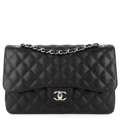 Chanel Double Flap Quilted Caviar Leather Bag