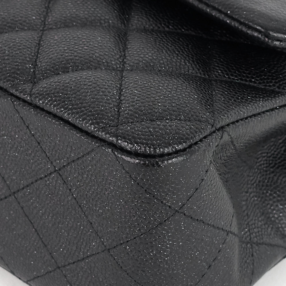 Chanel Double Flap Quilted Caviar Leather Bag