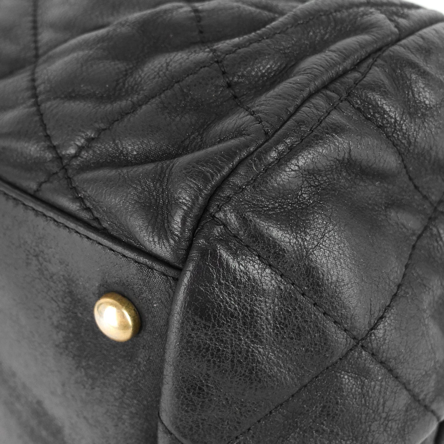 Chanel Chic Quilted Iridescent Calfskin Leather Bowling Bag